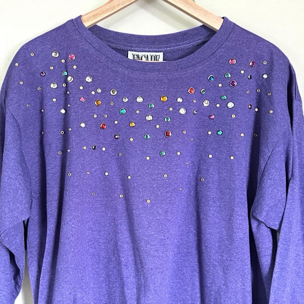 Purple Rhinestone Long Sleeve